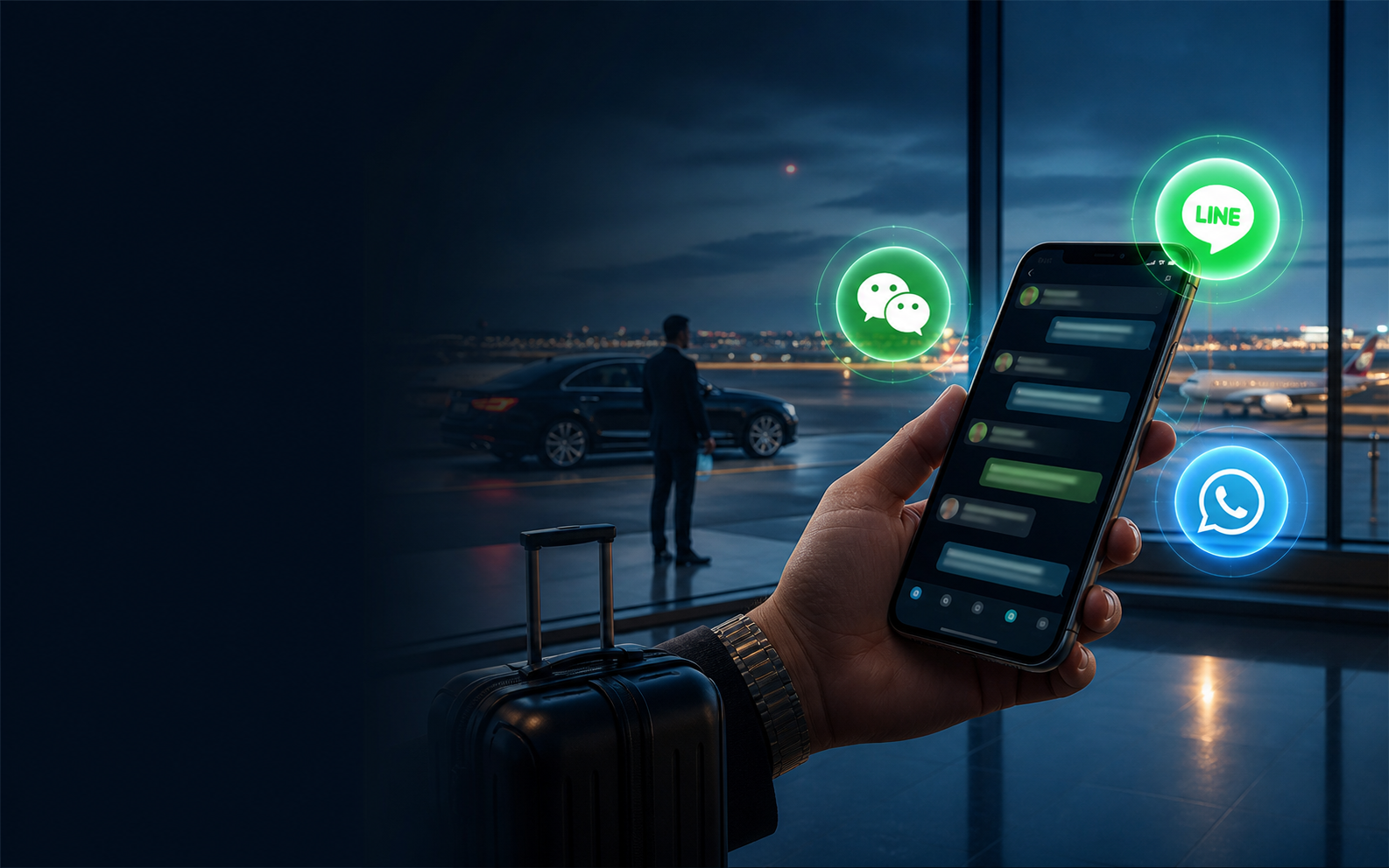 Airport pickup and mobile customer messaging